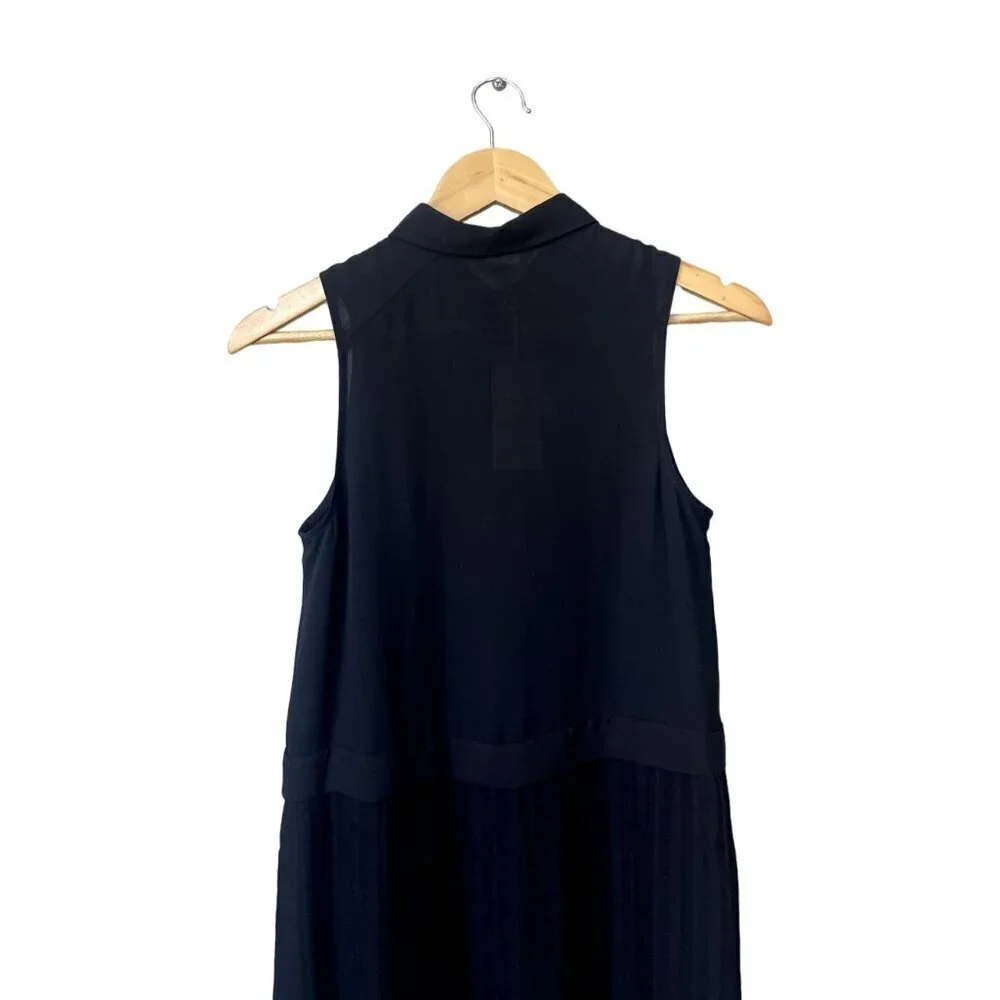 NWT Candies Sheer Sz S Black Rhinestone Sleeveless Tunic Button Front Blouse Top - Picture 5 of 8